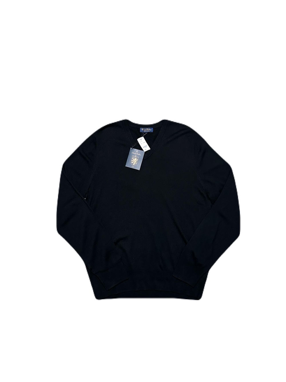 Brooks Brothers Saxxon Wool V Neck Sweater Black New With Tags
